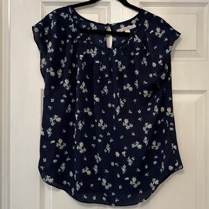 LC Lauren Conrad Navy Floral Top